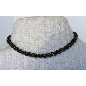 Handmade Peacock Pearl & Frosted Glass Woven Seed Bead Necklace 16 in